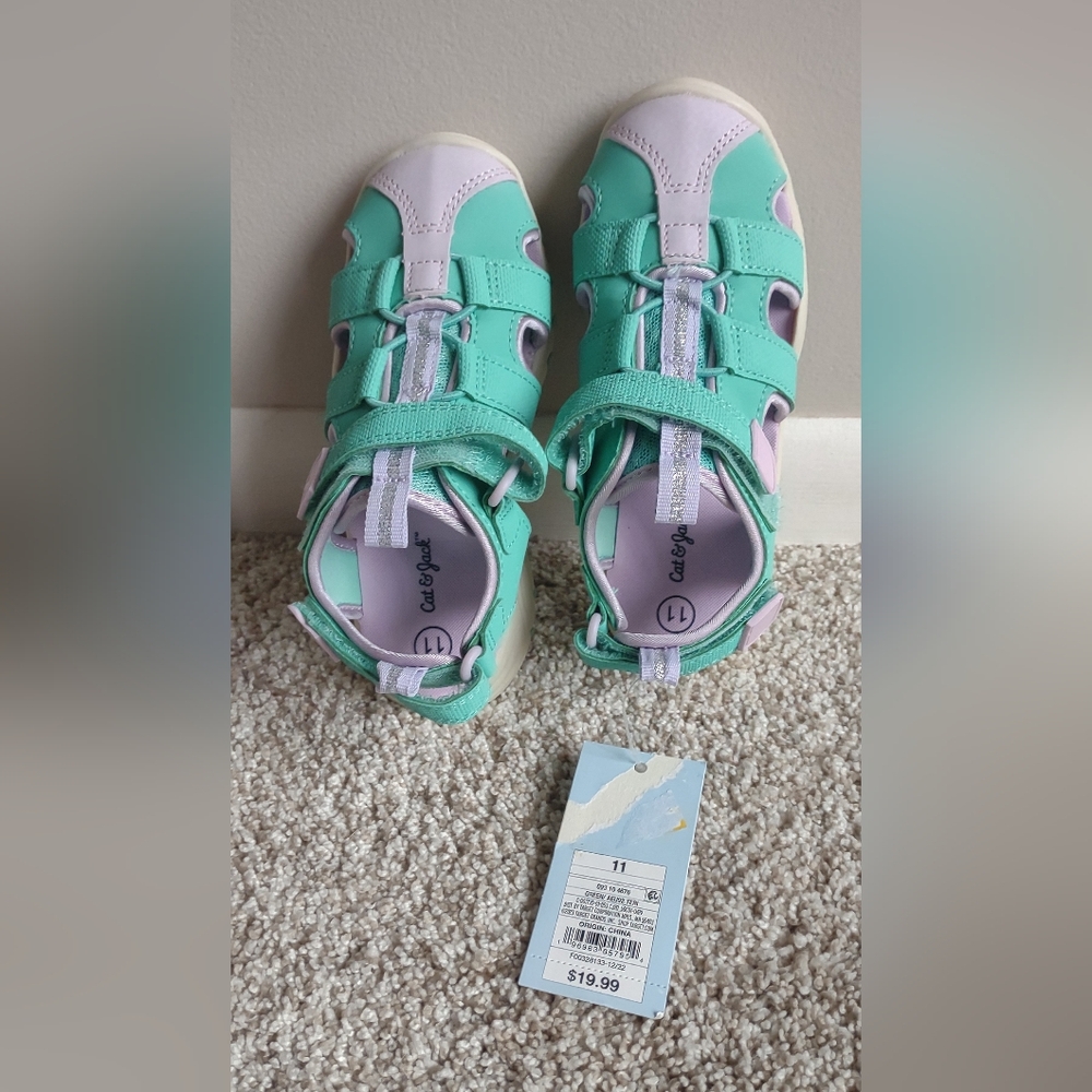 Cat & Jack Girls Mint Green and Lavender Sandals